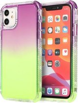 Voor iPhone 12 Pro Max 3 in 1 Dreamland PC + TPU gradiënt tweekleurige transparante rand beschermhoes (paars groen)