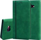 Voor Samsung Galaxy J4 Plus (2018) Frosted Business Magnetische Horizontale Flip PU lederen tas met houder & kaartsleuf & lanyard (groen)