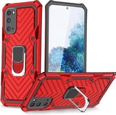 Voor Samsung Galaxy S20 Cool Armor PC + TPU schokbestendig hoesje met 360 graden rotatie ringhouder (rood)