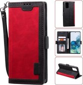 Voor Galaxy S20 Plus Retro Splicing Horizontale Flip lederen tas met kaartsleuven & houder & portemonnee (rood)