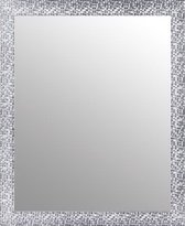 Spiegel Wit Zilver Modern 40x90 cm – Silke – Duurzaam Zilveren Spiegel – Brocante Spiegel Zilveren rand – Spiegel Zilveren lijst – Perfecthomeshop
