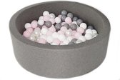 Ballenbad 90x30cm inclusief 200 ballen - Donker grijs: wit, parel, zilver, metallic turquise