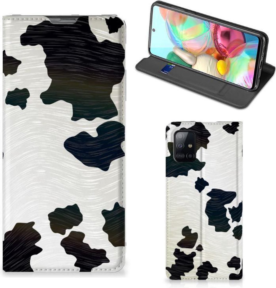 Book Case voor Samsung Galaxy A71 Hoesje maken Koeienvlekken