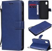 Voor Samsung Galaxy A01 Core Effen Kleur Horizontale Flip Beschermende Leren Case met Houder & Kaartsleuven & Portemonnee & Fotolijst & Lanyard (Blauw)