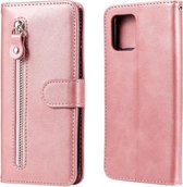 Voor Samsung Galaxy A42 5G Mode Kalf Textuur Rits Horizontale Flip Lederen Case met Houder & Kaartsleuven & Portemonnee (Rose Goud)