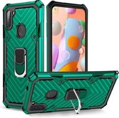 Voor Samsung Galaxy A11 (EU-versie) Cool Armor PC + TPU schokbestendig hoesje met 360 graden rotatie ringhouder (donkergroen)