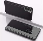 Voor Samsung Galaxy S21 + 5G vergulde spiegel horizontale flip lederen tas met houder (zwart)