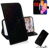 Voor Galaxy A10 / M10 Effen Kleur Kleurrijke Magnetische Gesp Horizontale Flip PU Lederen Case met Houder & Kaartsleuven & Portemonnee & Lanyard (Zwart)