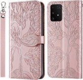 Voor Samsung Galaxy A91 Life of Tree Embossing Pattern Horizontale Flip Leather Case met houder & kaartsleuf & portemonnee & fotolijst & Lanyard (Rose Gold)