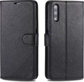 Voor Huawei Honor 9X AZNS Schapenvacht Textuur Horizontale Flip Leren Case met Houder & Kaartsleuven & Portemonnee (Zwart)