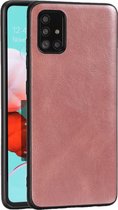 Voor Samsung Galaxy A51 Crazy Horse getextureerd kalfsleer PU + pc + TPU-hoesje (rosÃ©goud)