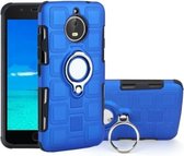 Voor Motorola Moto E4 Plus EU versie 2 in 1 kubus PC + TPU beschermhoes met 360 graden draaien zilveren ringhouder (blauw)