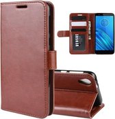 Voor Motorola Moto E6 R64 Texture Single Fold Horizontale Flip Leather Case met houder & kaartsleuven & portemonnee (bruin)