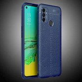 Voor OPPO A53 (2020) Litchi Texture TPU schokbestendig hoesje (marineblauw)