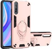 Voor Huawei Y8p (2020) 2 in 1 Armor Knight-serie PC + TPU beschermhoes met onzichtbare houder (roségoud)