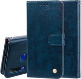 Zakelijke stijl olie-wax textuur horizontale flip lederen hoes voor Huawei Honor 10i, met houder & kaartsleuven en portemonnee (blauw)