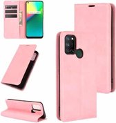 Voor OPPO Realme 7i / Realme C17 Retro-skin Zakelijke magnetische zuignap lederen tas met houder & kaartsleuven & portemonnee (roze)