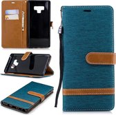Kleurafstemming Denim Texture Leather Case voor Galaxy Note 9, met houder & kaartsleuven & portemonnee & lanyard (groen)
