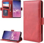 Dual-side magnetische gesp horizontale flip lederen tas voor Galaxy S10 Plus, met houder & kaartsleuven & portemonnee & fotolijst (rood)