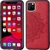 ReliÃ«f Mandala-patroon PC + TPU + stoffen telefoonhoes voor iPhone 11 Pro, met draagkoord en magnetisch (rood)