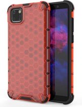 Voor Huawei Y5p schokbestendige honingraat PC + TPU beschermhoes (rood)