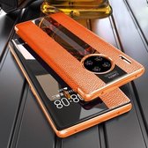 Voor Huawei Mate 30 echt leer Smart Shckproof horizontaal flip-hoesje (oranje)