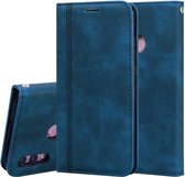 Voor Huawei P Smart 2019 Frosted Business Magnetische Horizontale Flip PU Leather Case met houder & kaartsleuf & lanyard (blauw)
