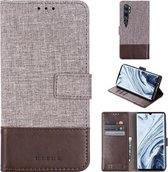 Voor Xiaomi Mi Note 10 MUMXA MX102 Horizontale flip-canvas stiksels Leren tas met houder & kaartsleuven & portemonnee (bruin)