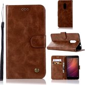 Voor Xiaomi Redmi Note 4 Retro koperen knop Crazy Horse Horizontale Flip PU lederen tas met houder & kaartsleuven & portemonnee & lanyard (bruin)