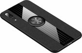 Voor Huawei P20 XINLI stikdoek Textue schokbestendig TPU beschermhoes met ringhouder (zwart)