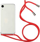 Schokbestendig ultradunne TPU + acryl beschermhoes met lanyard voor iPhone XR (rood)