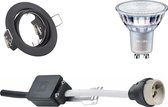 PHILIPS - LED Spot Set - MASTER 927 36D VLE - GU10 Fitting - DimTone Dimbaar - Inbouw Rond - Mat Zwart - 3.7W - Warm Wit 2200K-2700K - Kantelbaar Ø83mm