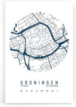 Walljar - Stadskaart Groningen Centrum IV - Muurdecoratie - Poster met lijst
