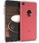 kwmobile telefoonhoesje voor Apple iPhone 7 / 8 - Hoesje voor smartphone in donkergrijs / zwart / transparant - Snor Monocle design