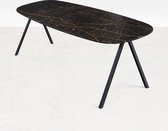 Marmeren Eettafel Celio - Port Laurent Zwart Goud (V-poot) - 200 x 90 cm  - Gepolijst