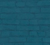 Steen tegel behang Profhome 374144-GU vliesbehang glad met natuur patroon mat blauw zwart groen 5,33 m2