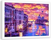 Foto in frame , Kanaal in Venetië ,70x100cm , Multikleur , wanddecoratie