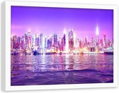 Foto in frame , Nacht in New York ,100x70cm , Multikleur , wanddecoratie