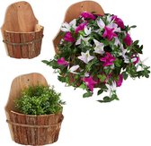 Jardinière murale relaxdays - lot de 3 - boîte à fleurs en bois - pot de fleur en bois - décoration de jardin