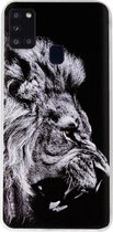 ADEL Siliconen Back Cover Softcase Hoesje Geschikt voor Samsung Galaxy A21s - Leeuw Zwart