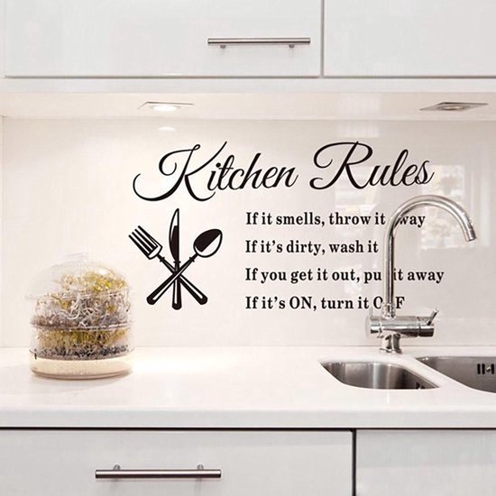 Horen van markeerstift slagader Keukensticker 'Kitchen rules - Stijlvol en perfect voor Keuken Achterwand -  Leuke... | bol.com