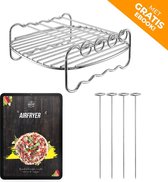 Bleu Chef® Heteluchtfriteuse Accessoires Dubbellaags Grillrek Bakset XL - Inclusief Kookboek