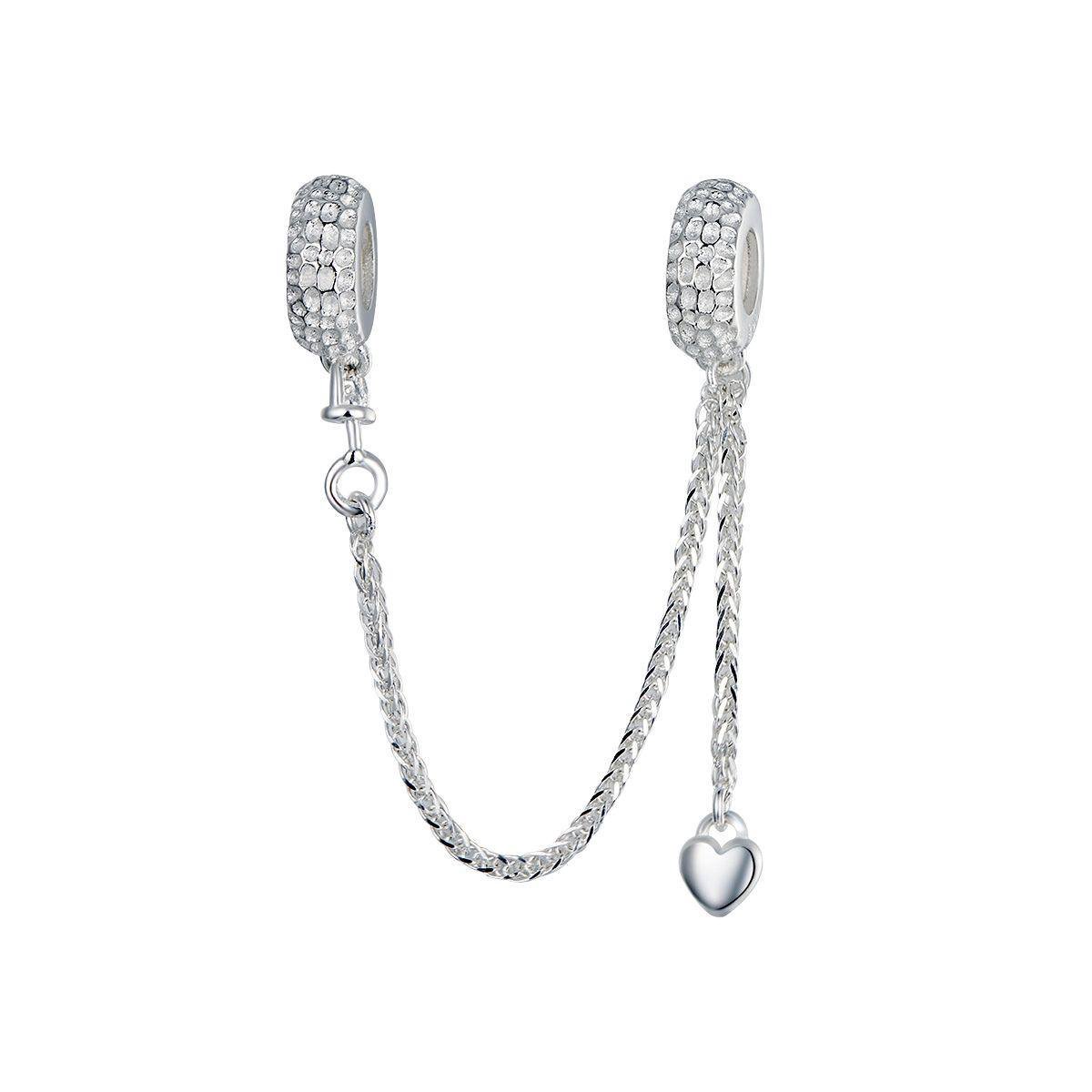 stopper met ketting en hart bedel | veiligheidsketting bead | Zilverana | geschikt voor alle bekende merken | 925 zilver - Zilverana