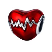 Hart rood hartslag liefde bedel | love bead | Zilverana | geschikt voor Biagi , Pandora , Trollbeads armband | 925 zilver