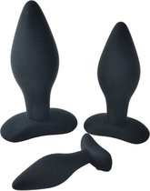 Rocket Plug Anal Starter 3-Pack - Maten S, M & L - Zwart - Kwaliteit Siliconen - Premium Kwaliteit - Butt Plug - Anal Plug