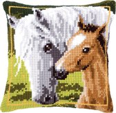 Vervaco Wit paard met veulen Kruissteekkussen pakket PN-0144668