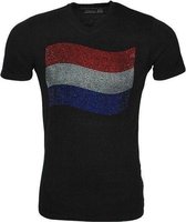 EK Voetbal 2021 - Heren T-shirt - Zwart- Nederlandse Vlag - Strass stenen