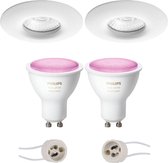 PHILIPS HUE - LED Spot Set GU10 - White and Color Ambiance - Bluetooth - Proma Luno Pro - Waterdicht IP65 - Inbouw Rond - Mat Wit - Ø82mm