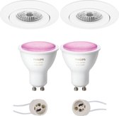 PHILIPS HUE - LED Spot Set GU10 - White and Color Ambiance - Bluetooth - Proma Uranio Pro - Inbouw Rond - Mat Wit - Kantelbaar - Ø82mm