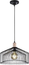LED Hanglamp - Hangverlichting - Torna Tomno - E27 Fitting - Rond - Mat Zwart - Aluminium